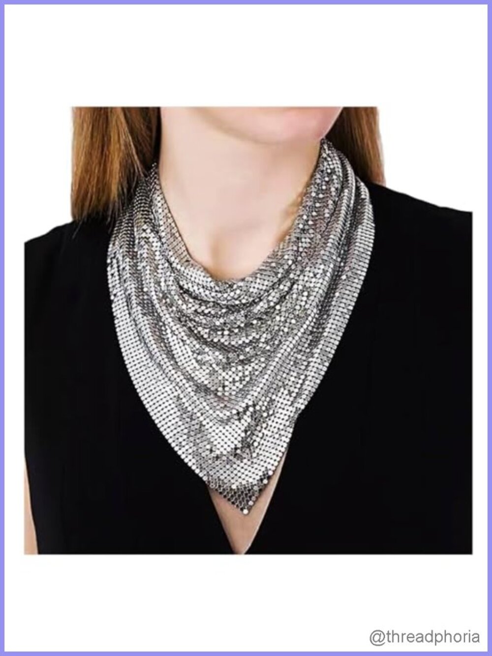 Women's Sequin Metal Scarf Chain Necklace Shawl Clubbing Party Accessory